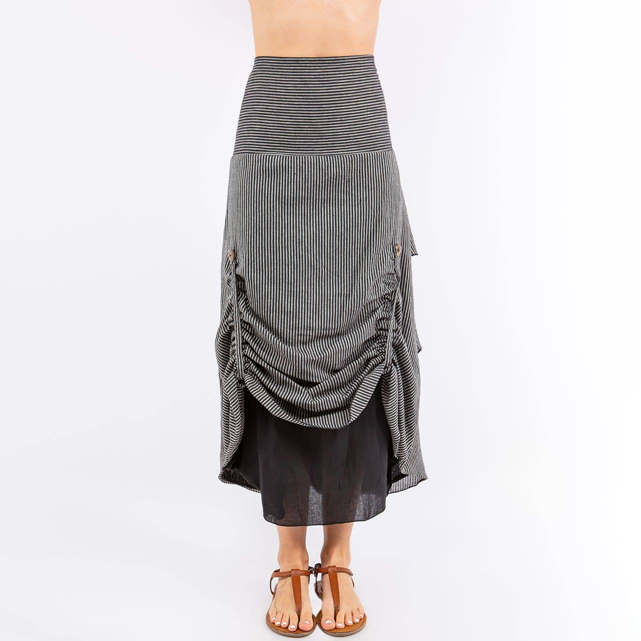 Avatar Imports LLC – wholesale Kjol - Dam – Omvandlingsbar ångpunktskjol/klänning i randigt handvävt bomull1