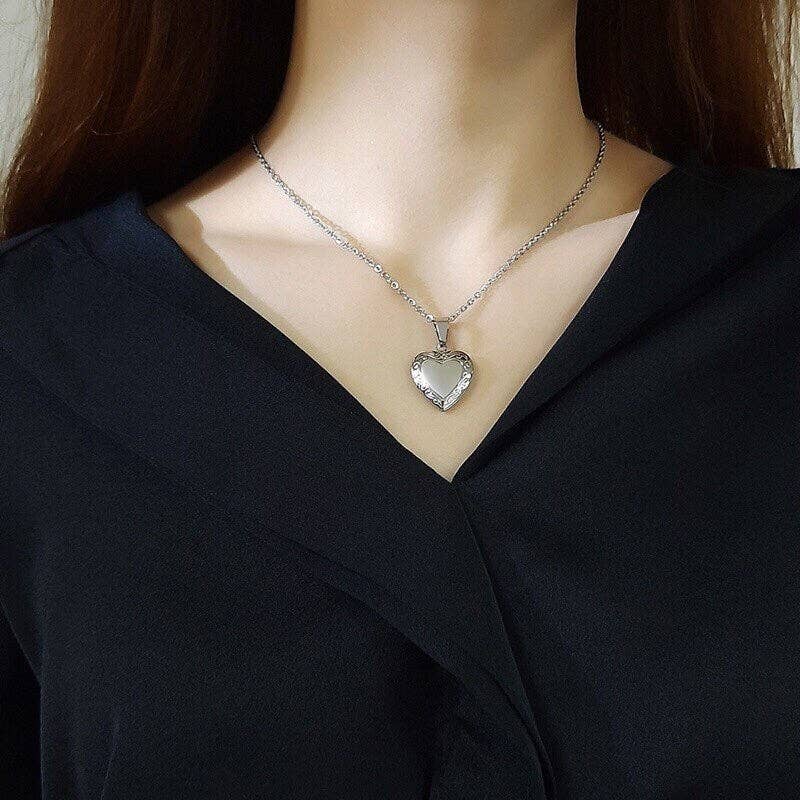 Perimade & Co. LLC - Wholesale Locket Necklace - Gold Custom Heart Photo Locket Necklace in Stainless Steel5