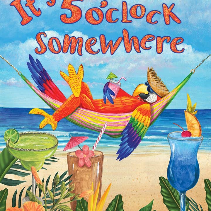 5 O'clock Parrot Garden Flag for wholesale by Briarwood Lane