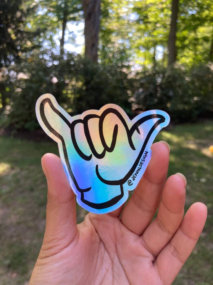 Adesivo olografico Shaka per la vendita all'ingrosso da parte di Jenn L Design