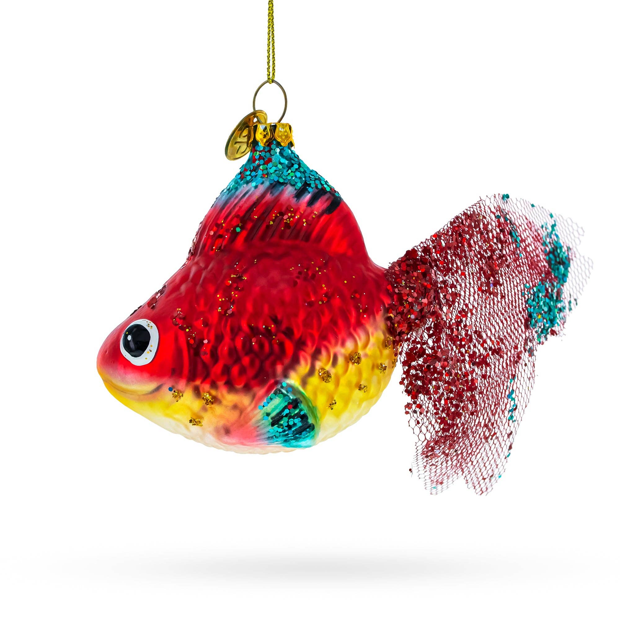BestPysanky - Wholesale Ornament - Glittered Goldfish Glass Ornament1
