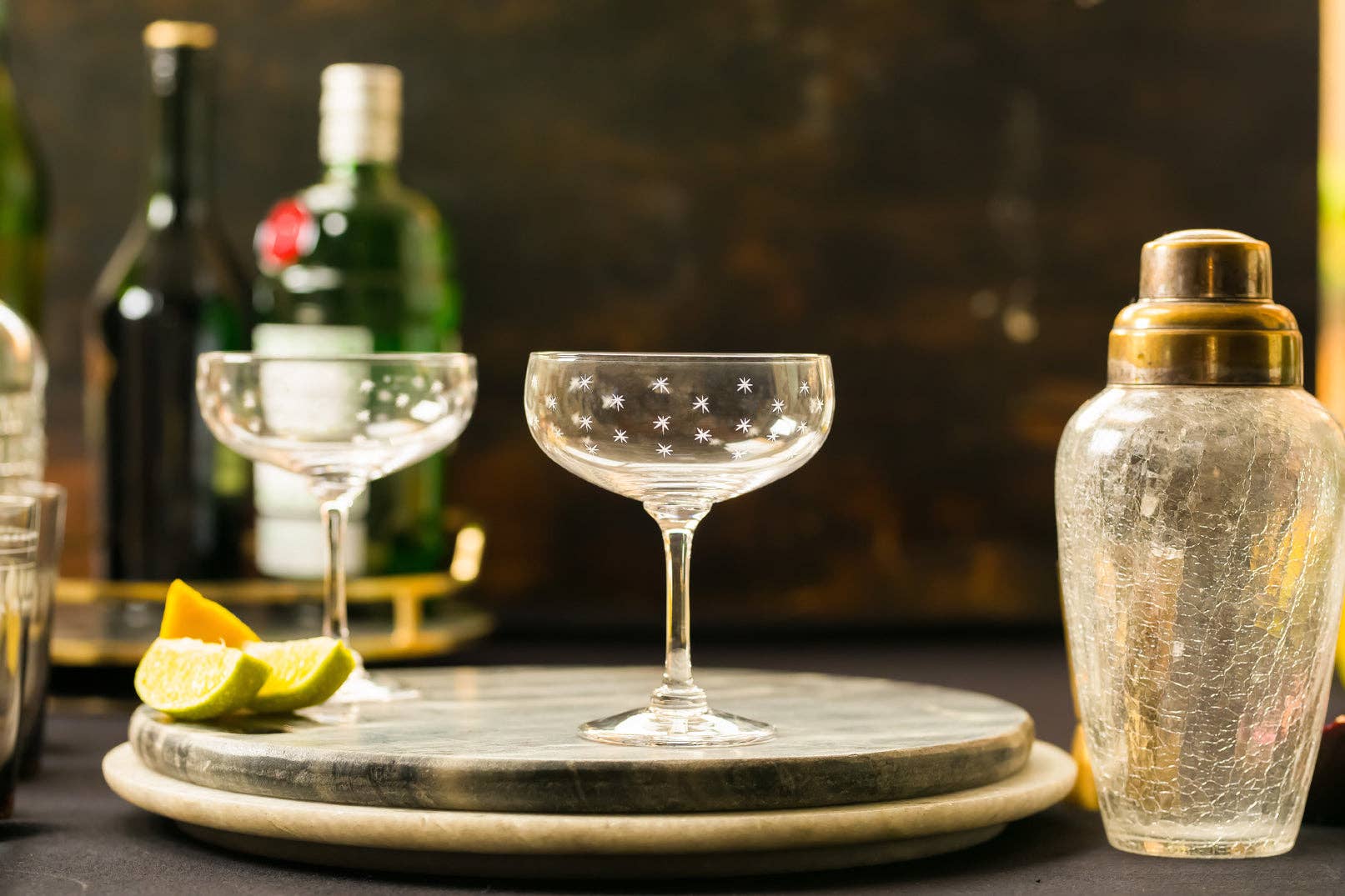 The Vintage List - Wholesale Cocktail/Liquor Glass - Crystal Cocktail Glasses with Stars Design1