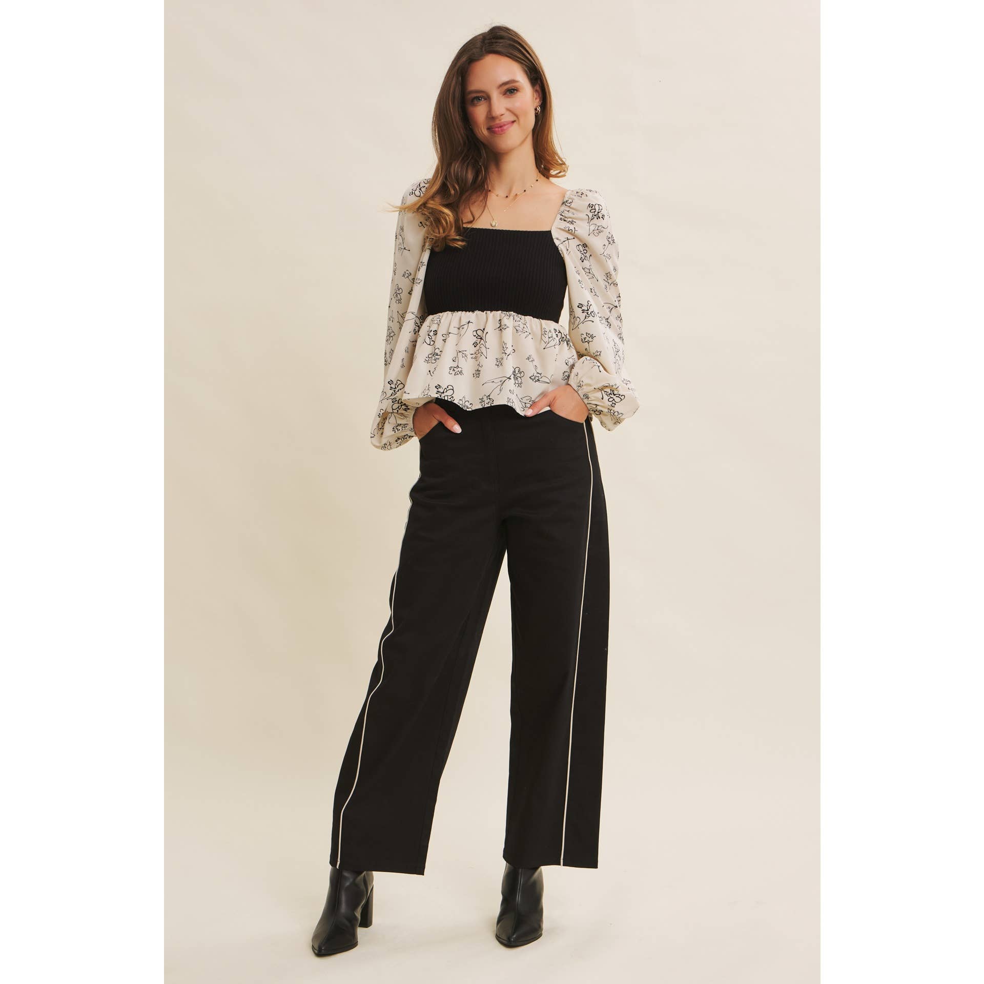 in february - Wholesale Pants - Women's - CLASSIC MEETS ELEVATED CAUSUAL PIPED TWILL BARREL-LEG PANTS17