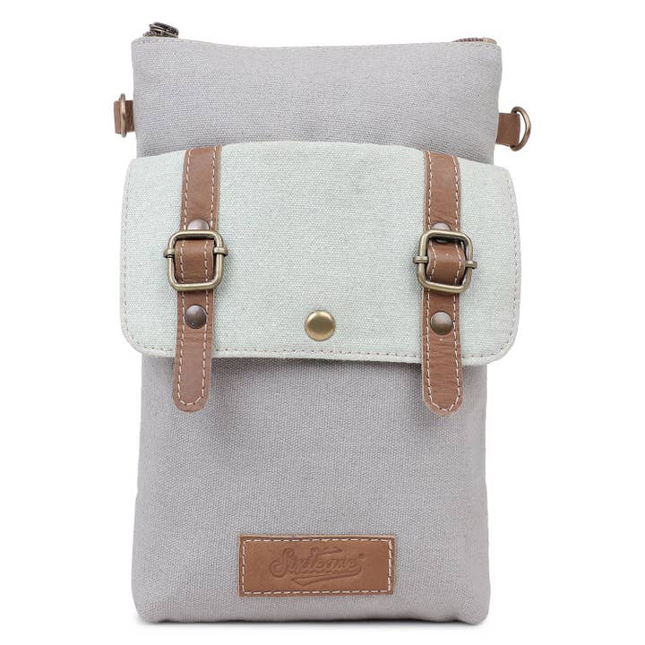 Sixtease Bags USA - Wholesale Crossbody Bag - Women's - Canvas & Leather Women's Crossbody Bag - Platinum/Grey4