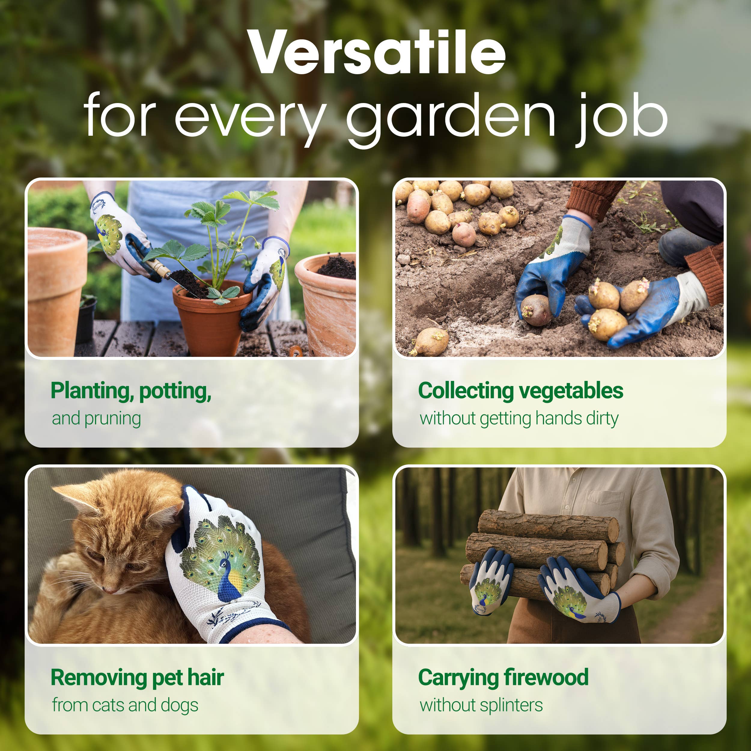 FunJobs Garden Gloves - Wholesale Garden Gloves - FunJobs Peacock Garden Gloves5