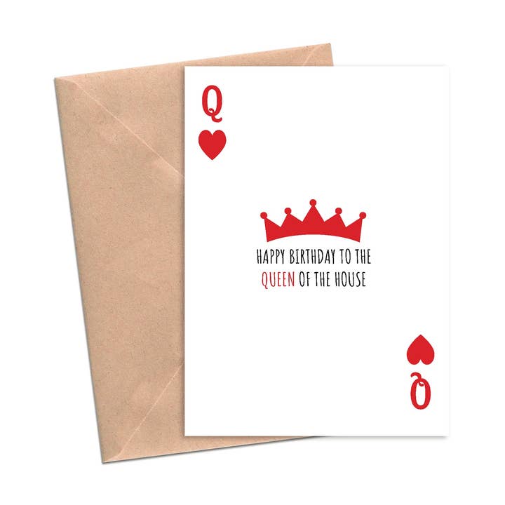 Grattis på födelsedagen till drottningen av huset | A2 för wholesale av Lost In Lettering