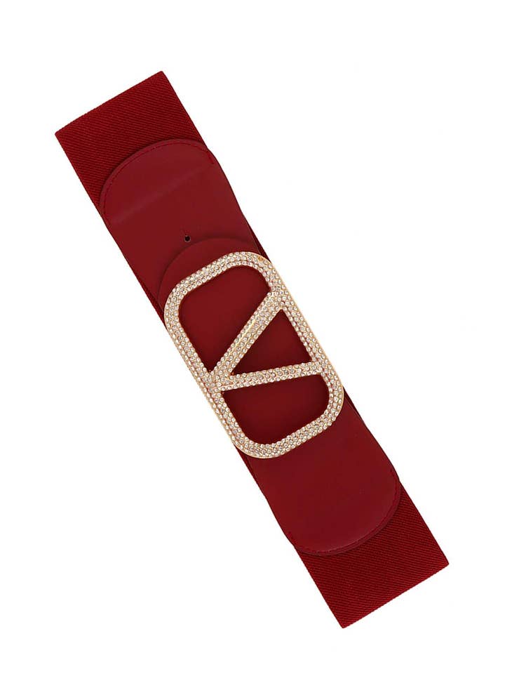 V i fyrkantigt strass spänne elastiskt bälte för wholesale av Pink Irene Wholesale