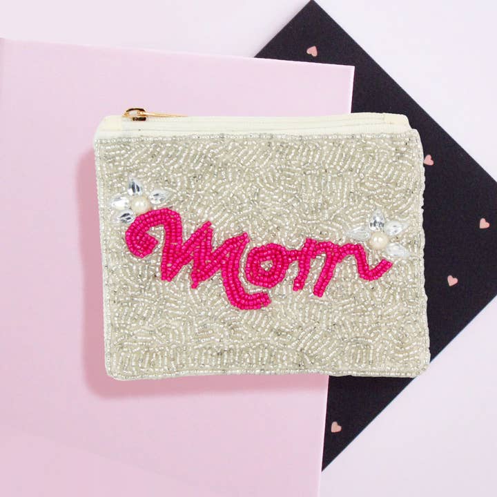 Sensibling Corp. - Wholesale Coin Purse - Women's - MOM Message Seed Beaded Mini Pouch Bag
