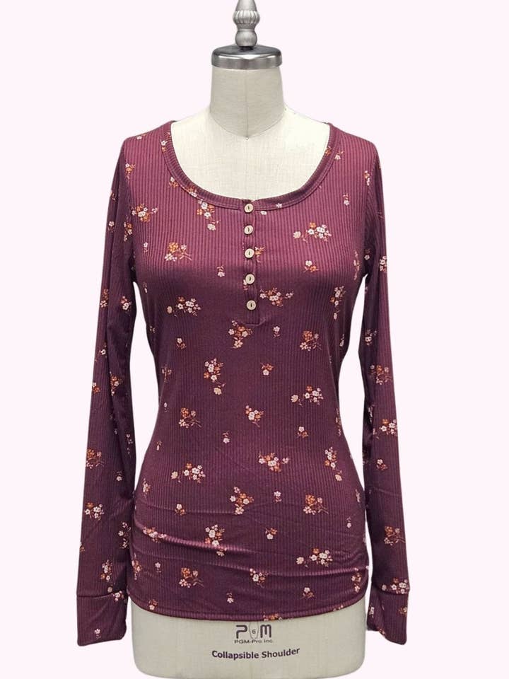 långärmad knapp henley topp 6973 för wholesale av P.S Kate