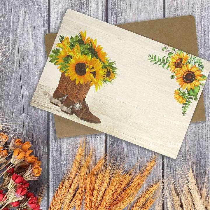 Tiny Mills - Wholesale Everyday Greeting Card - Sunflower Cowboy Western - 36 Pack Assorted Greeting Card7