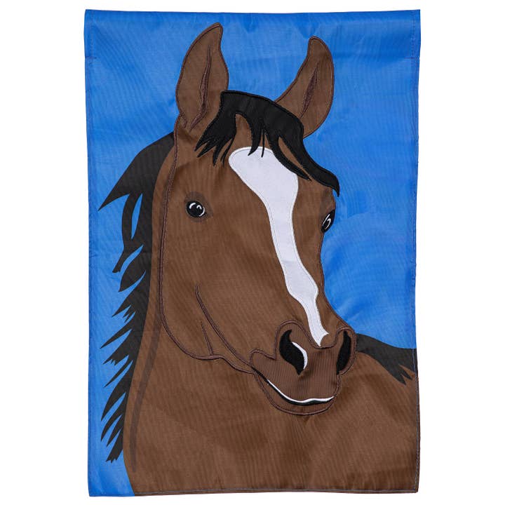 Single Horse Basic Applique Garden Flag for wholesale by Evergreen Enterprises