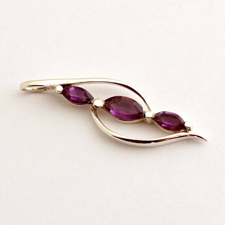 Lila Amethyst Anhänger in 925 Silber Edelstein Schmuck Facettiert for wholesale by BKGEMS
