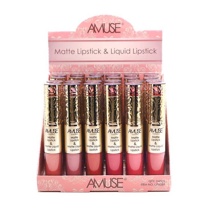 PINEAPPLE Beauty - Wholesale Lipstick Set - Amuse LIP6289 NUDE Double Lip Gloss & Lip Stick - 24pc