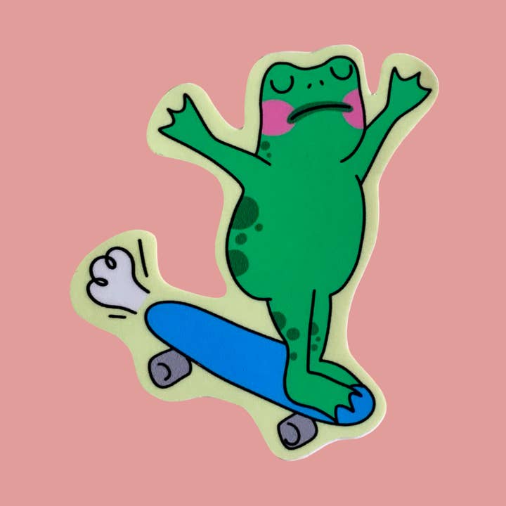 Autocollant de planche à roulettes grenouille pour la vente par I Felt It Too