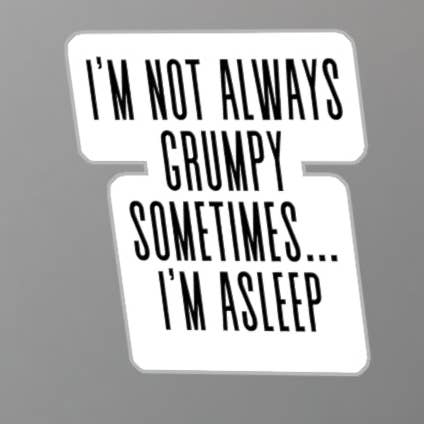 Grappige Chagrijnige Quote Sticker – "Ik ben niet altijd chagrijnig, soms slaap ik" | Sarcastische Vinylsticker voor Laptops, Bekers of Notitieboekjes voor wholesale door Wear Us Out