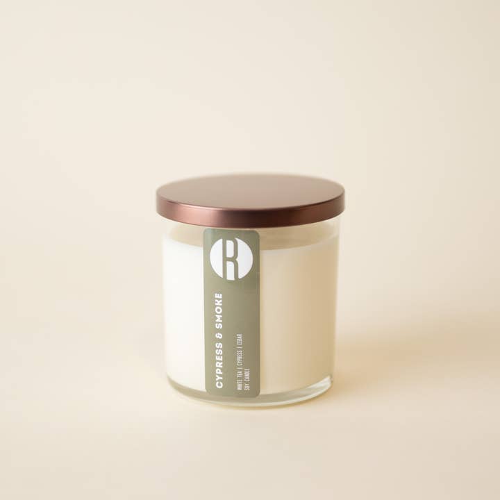 Cypress & Smoke Soy Candle for wholesale by RePete Candles