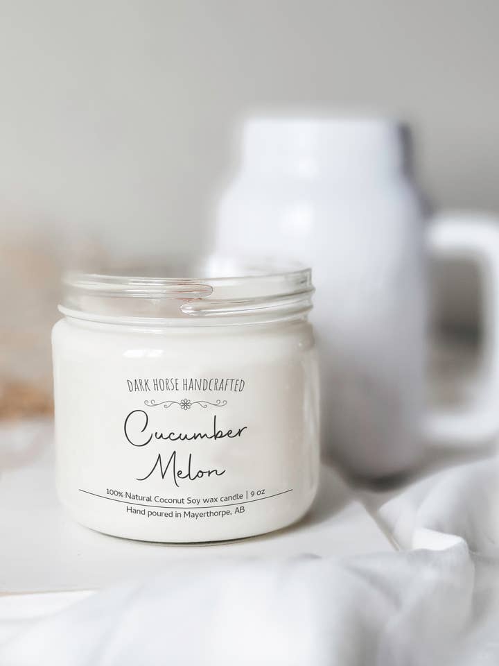 Cucumber Melon - 100% Natural Coconut Soy Wax Candle for wholesale by Dark Horse Handcrafted
