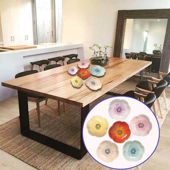 Original Source - Wholesale Appetizer Serveware - Floral Appetizer Dish Set - Hand Painted Set of 61