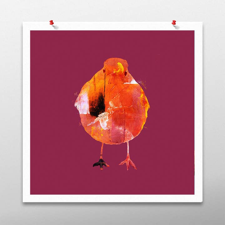 Art Robin Bird, art mural rouge, impression d'affiche. Sans cadre pour la vente par Studio byAbi
