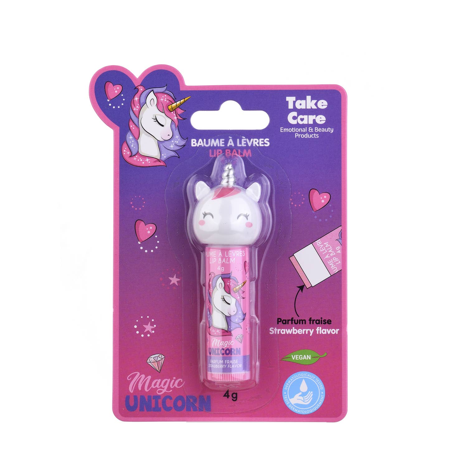Takecare - Wholesale Lip Balm - 3D Unicorn Lip Balm - Strawberry (4g)6