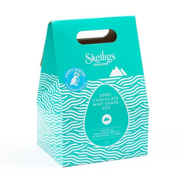 Dunkle Schokolade Minzsplitter Ei – 175g für den Großhandel von Skelligs Chocolate