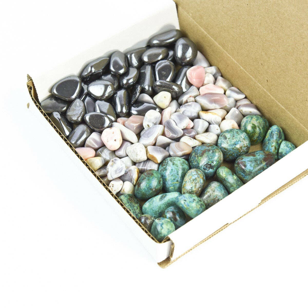 Tree of Life Gems - Wholesale Spiritual Stone/Crystal - Tumbled Gemstone Collection Hematite, Pink Botswana Agate, & Chrysocolla/Malachite2