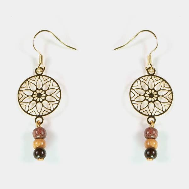 Paola vergulde houten oorbellen voor wholesale door Essenciel