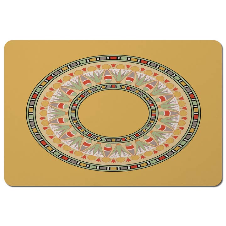 Orange Circle Ornament. Round Frame (Placemat) for wholesale by Benjamin Tate Design