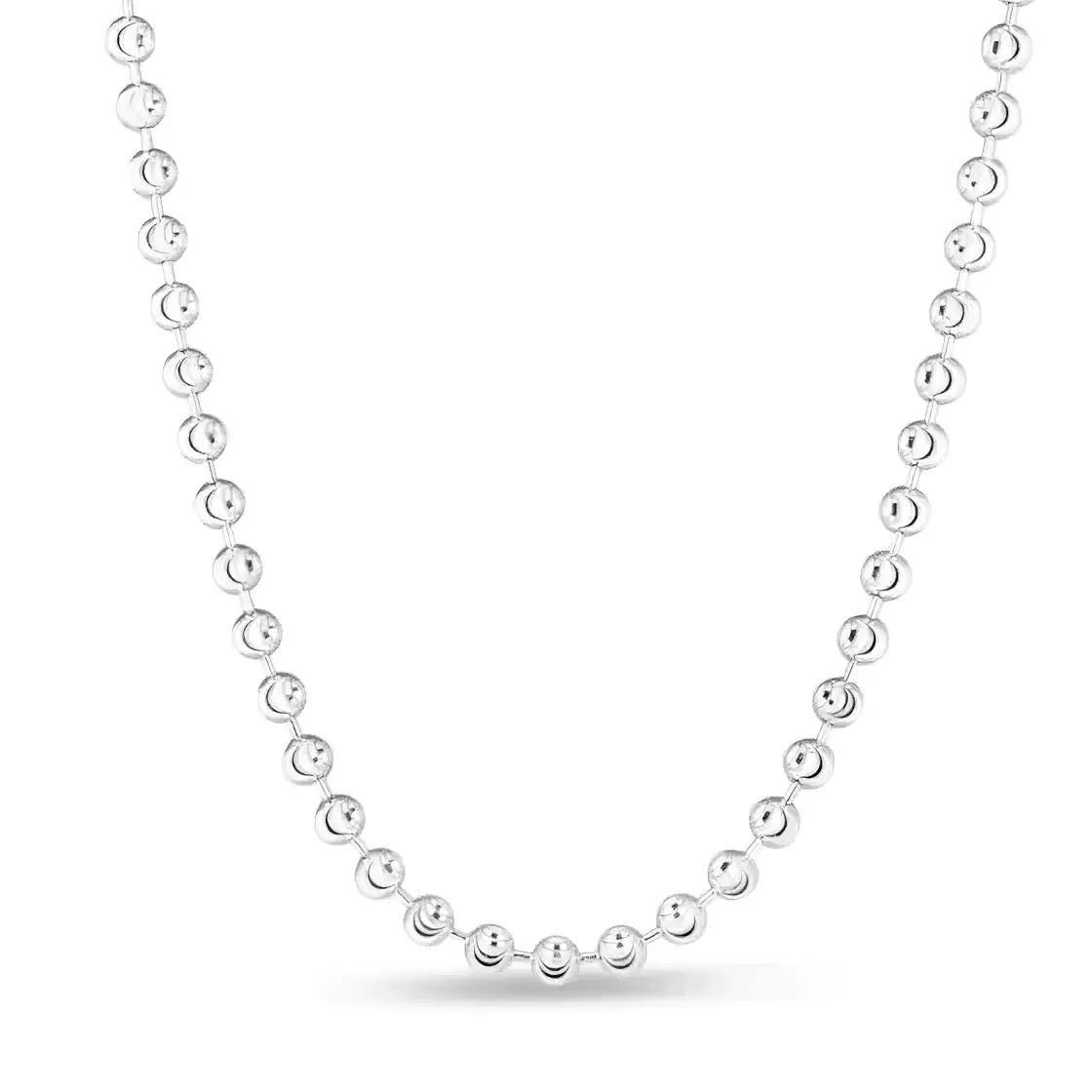 PureYou Jewelry – wholesale Extender chain – Sterling Silver 5mm Moon-cut Bead Chain Necklace0