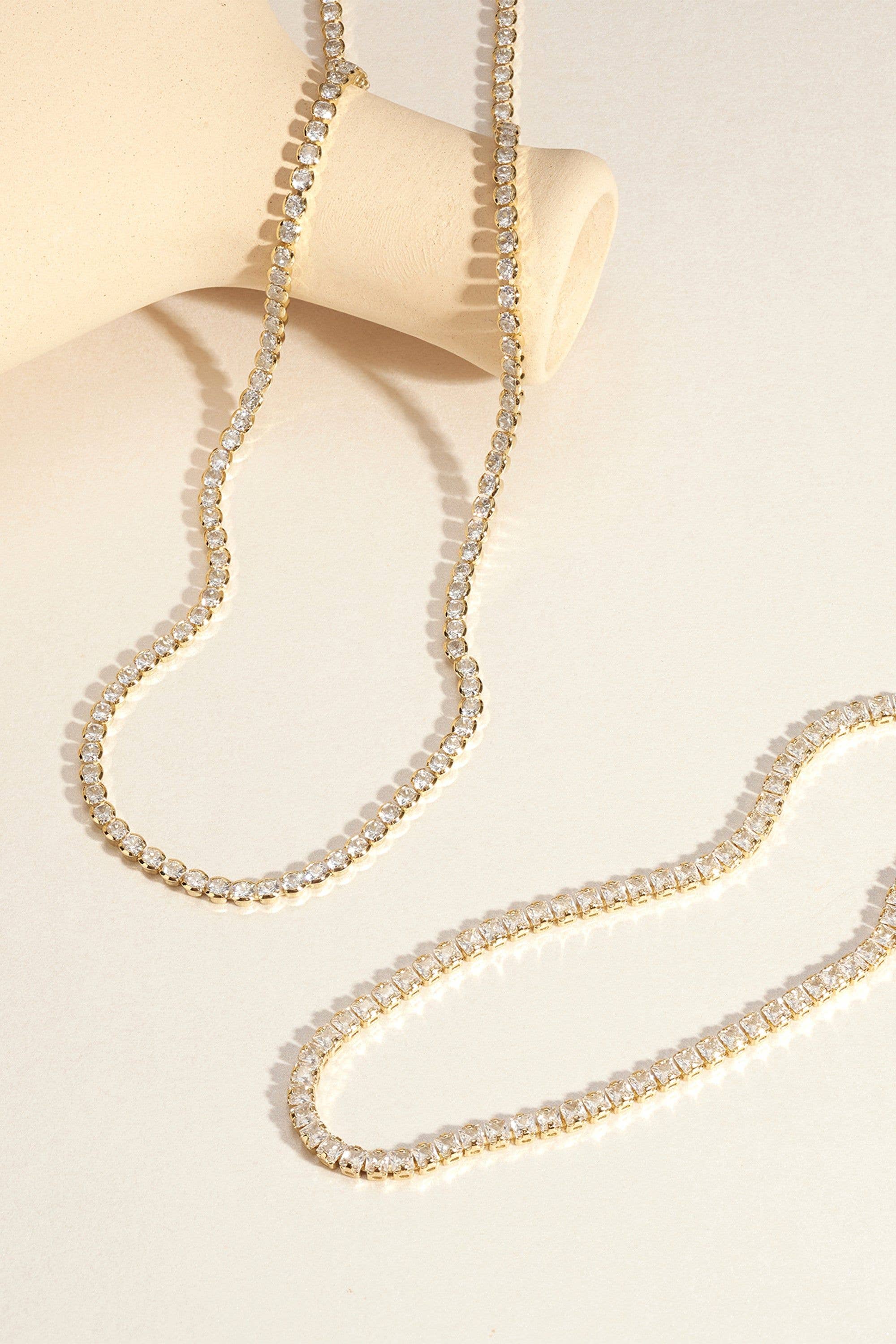 Banhado a ouro 14k Colar Quadrado de Ténis CZ para venda a revendedores na Faire3