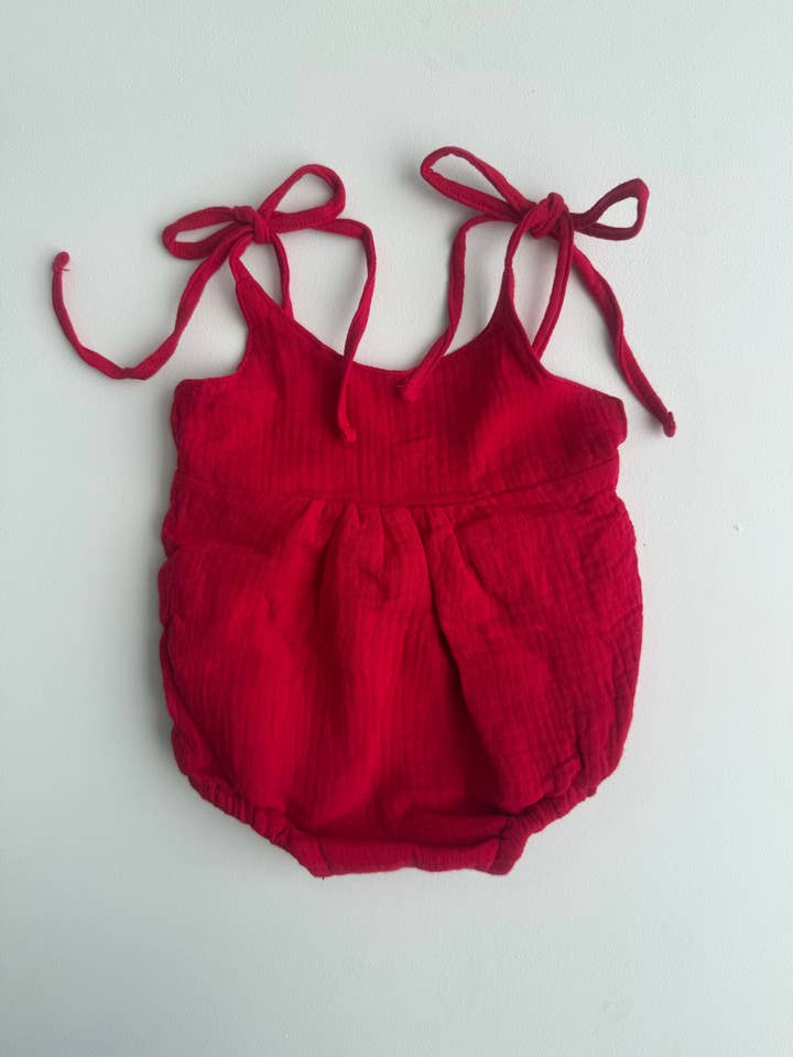 Petite + Co - Wholesale Bodysuit (non-footed) – Baby - MUSLIN SUMMER ROMPER | RED5