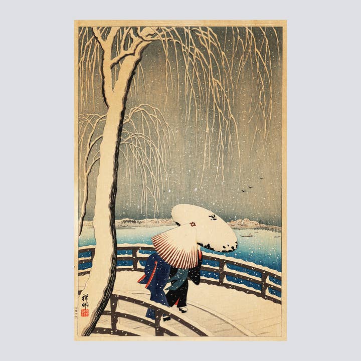Guarda-chuvas na Neve (1931) Impressão de Arte Fina por atacado de Milisima Studio