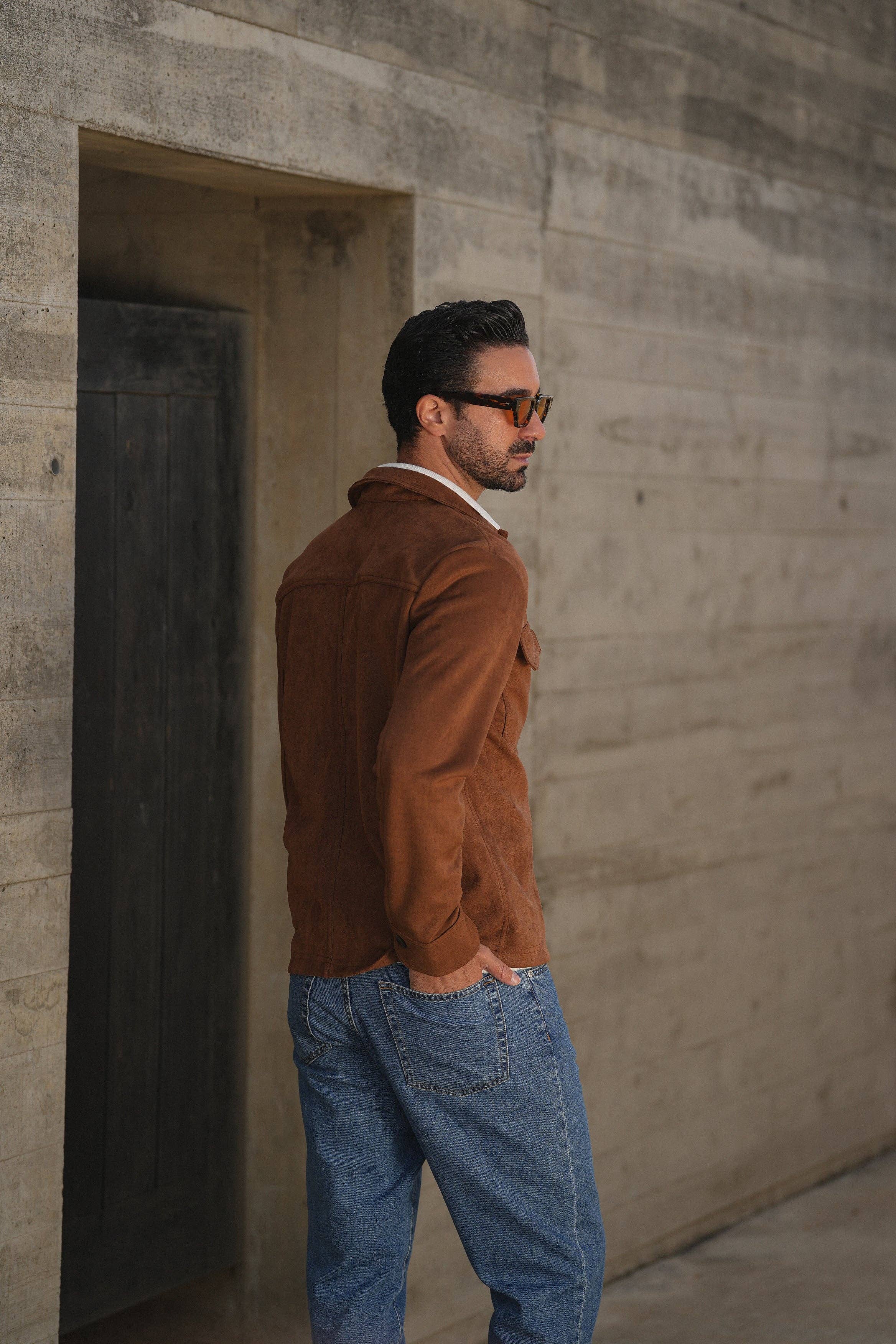 DONATO - Wholesale Shirt Jacket/Shacket - Men's - CAMEL SUEDE OUTERSHIRT1