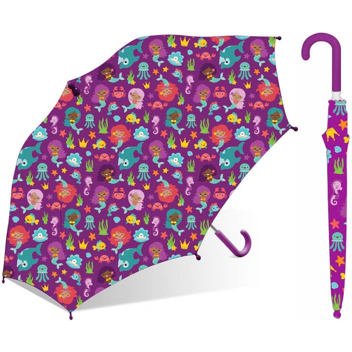 Children Umbrellas - Mermaid Print 30" Manual w/Hook Handle for wholesale by Chaby International