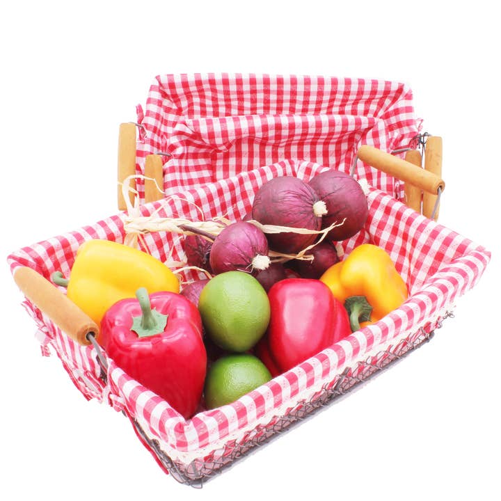 Rect. Wire Basket With Fabric Set Of 3 for wholesale by My Gifts Trade