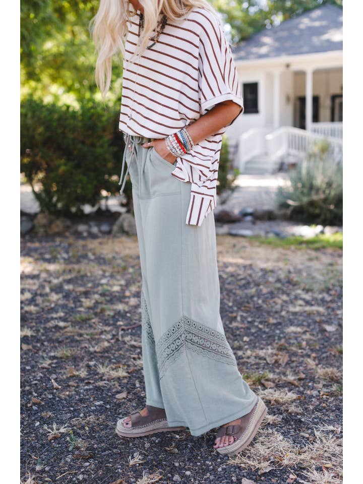 Three Bird Nest - Wholesale Pants - Women's - Lyrical Wide Leg Pants - Green