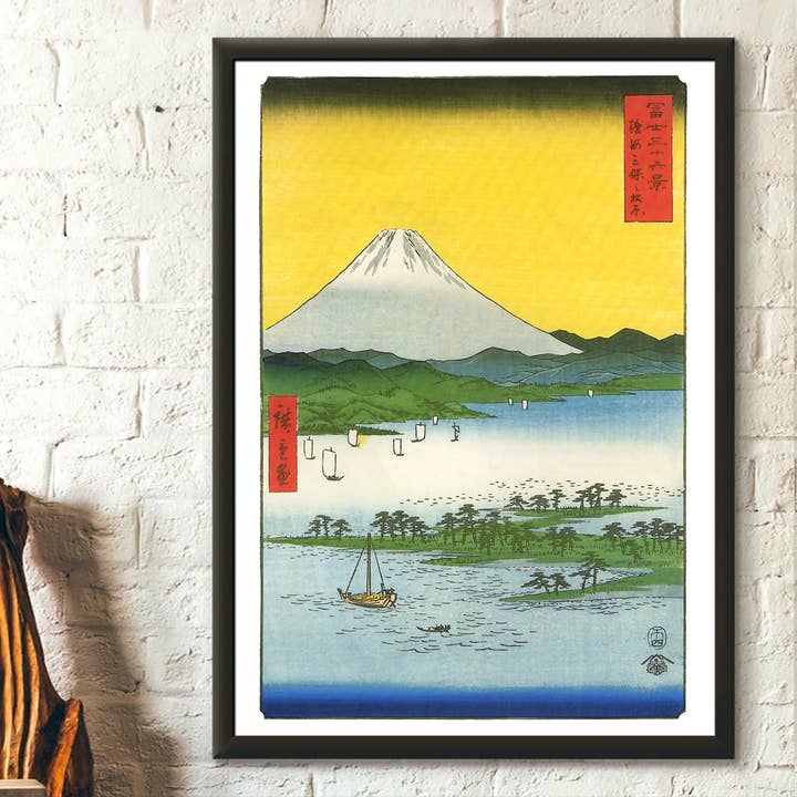Hiroshige Ukiyo-e Mount Fuji Art - Decorazione da parete giapponese Edo per la vendita all'ingrosso da parte di Vintage Wall Graphics