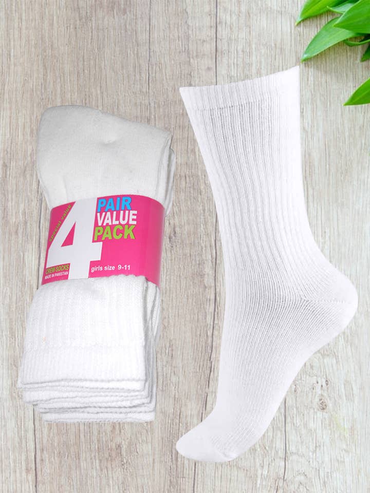 Confezione da 4 paia di calzini sportivi bianchi e neri Tipi Toe da ragazza per la vendita all'ingrosso da parte di Isadora, Tipi toe, & James Fiallo