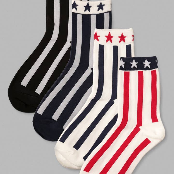 Calcetines redondos de mezcla de algodón con bandera de EE. UU. para venta al por mayor de Fashion City