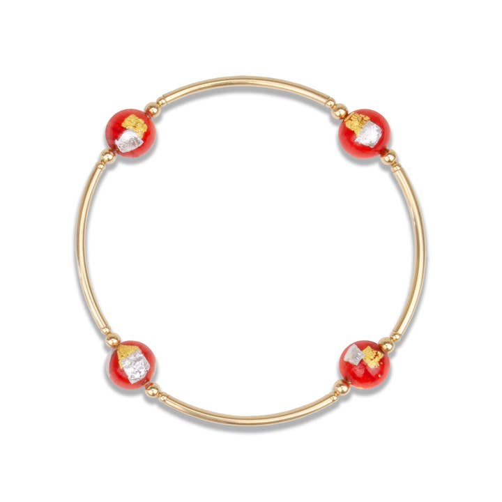 8mm Gold-filled Holiday Red Murano Glass Blessing Bracelet for wholesale by Made as Intended