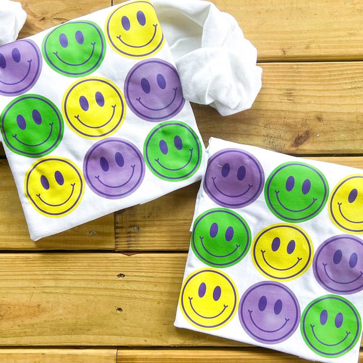 Mardi Gras Smiley Faces for wholesale by COTTON PRESS CO.