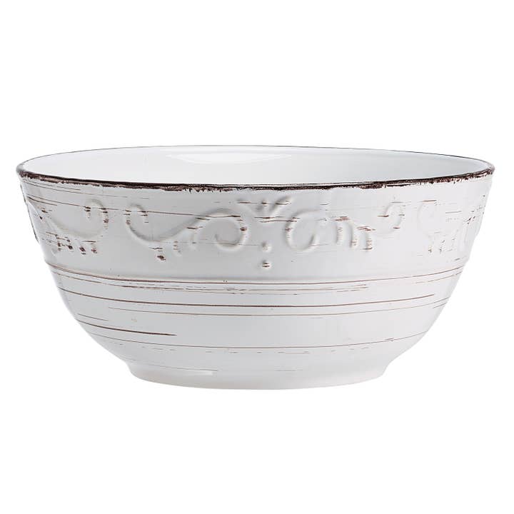 Fitz and Floyd® Mikasa® Pfaltzgraff® - Wholesale Serve Bowl - Pfaltzgraff Trellis White Serving Bowl S3 Brown Bx Pkg1