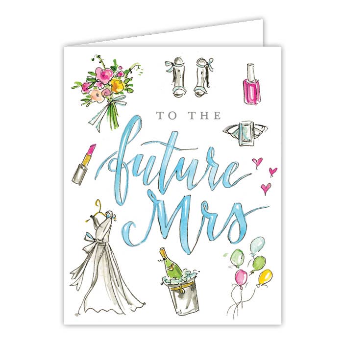 RosanneBeck Collections - Wholesale Wedding Card - The Future Mrs Handpainted Wedding Images Greeting Card