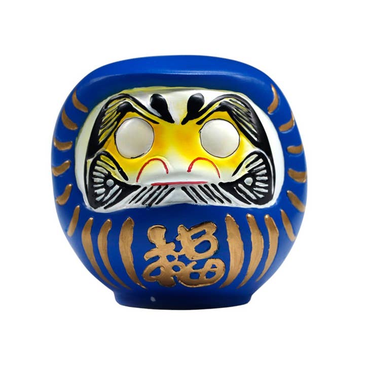 3.5 Inch Lucky Daruma Blue Wisdom Unpainted Eyes (1/36) for wholesale by Urban Tokyo