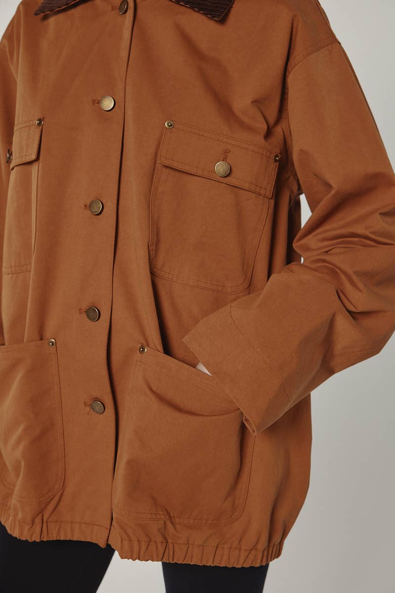 Brown Cotton worker jacket for wholesale on Faire7