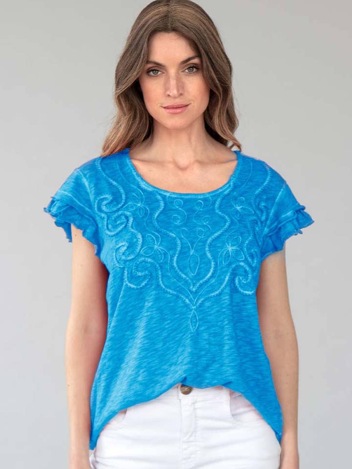 Top Melissa in cotone fiammato per la vendita all'ingrosso da parte di Zenara Woman