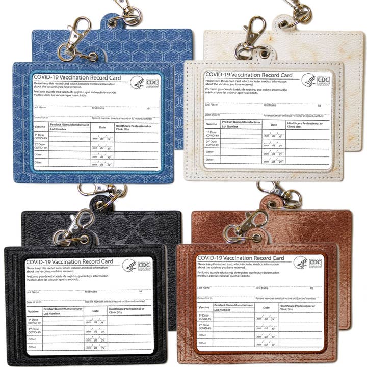 4 Pack Vaccine Card Protector (Black, White, Blue & Copper) for wholesale by LifeJoy Media