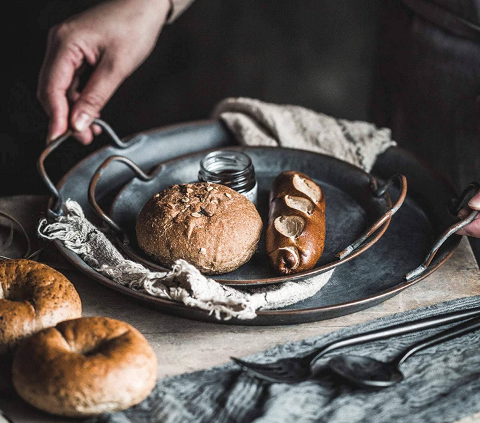 Homerely (We Cover All Import Duties) - Wholesale Serving Tray - European Retro Metal Plate With Handles4