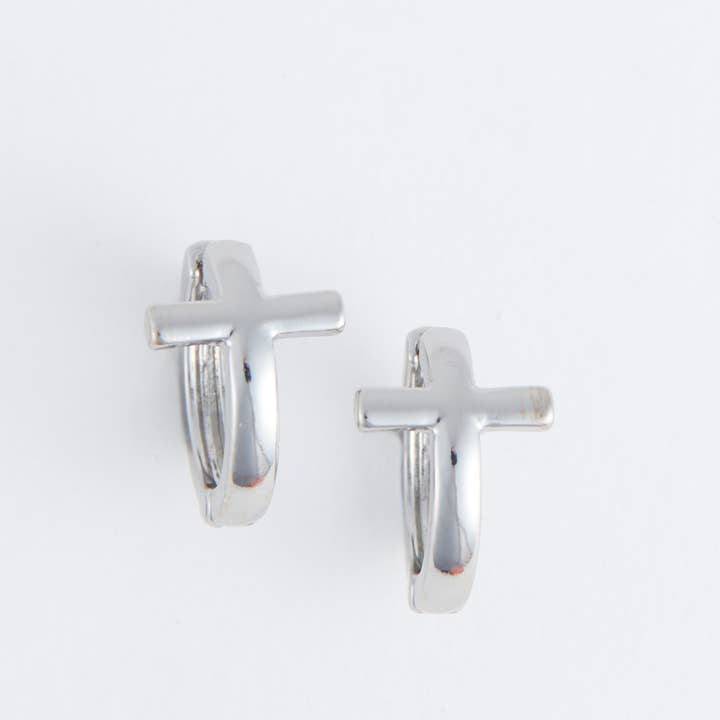 Howard's - Wholesale Hoop Earrings - Cera Inspirational Cross Hoop Earrings5