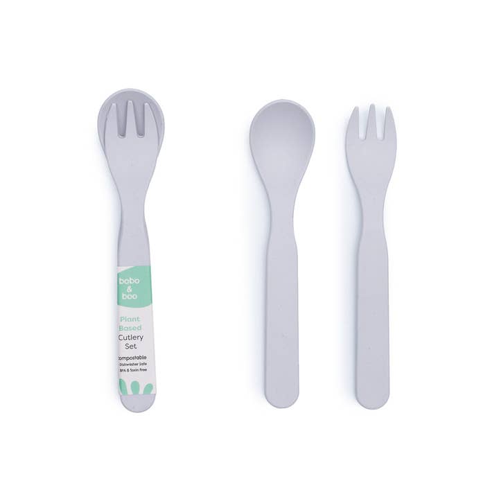 Bobo&Boo Plant-Based Cutlery Set - Grey for wholesale by Bobo & Boo AUS